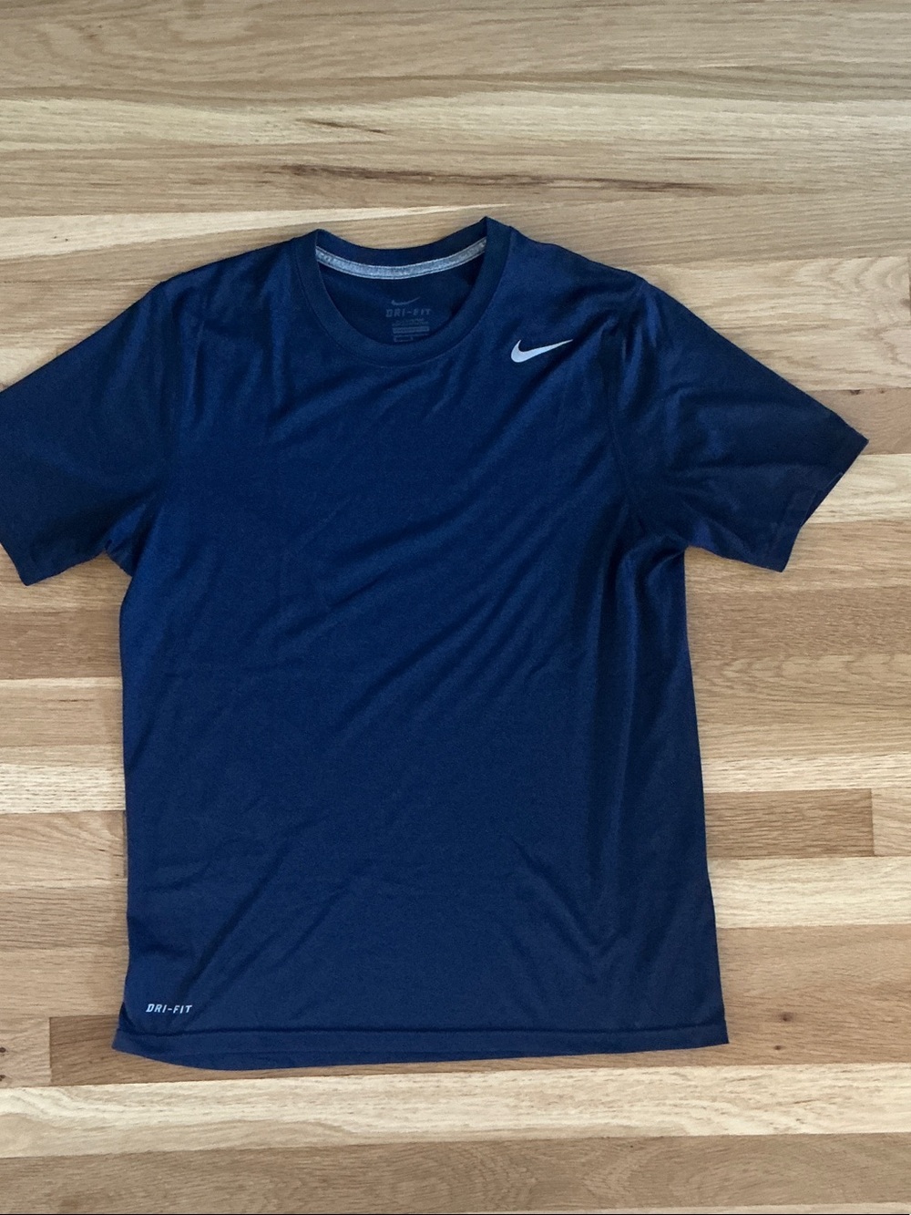 Nike Navy Short-Sleeve Dri-FIT Athletic Tee with White Swoosh